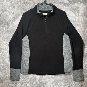 SO‎ Women's XL Black Gray Pullover 1/4 Zip Long Sleeve Fleece Top